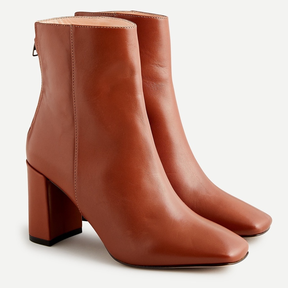 J. Crew LEATHER BLOCK-HEEL ANKLE BOOTS